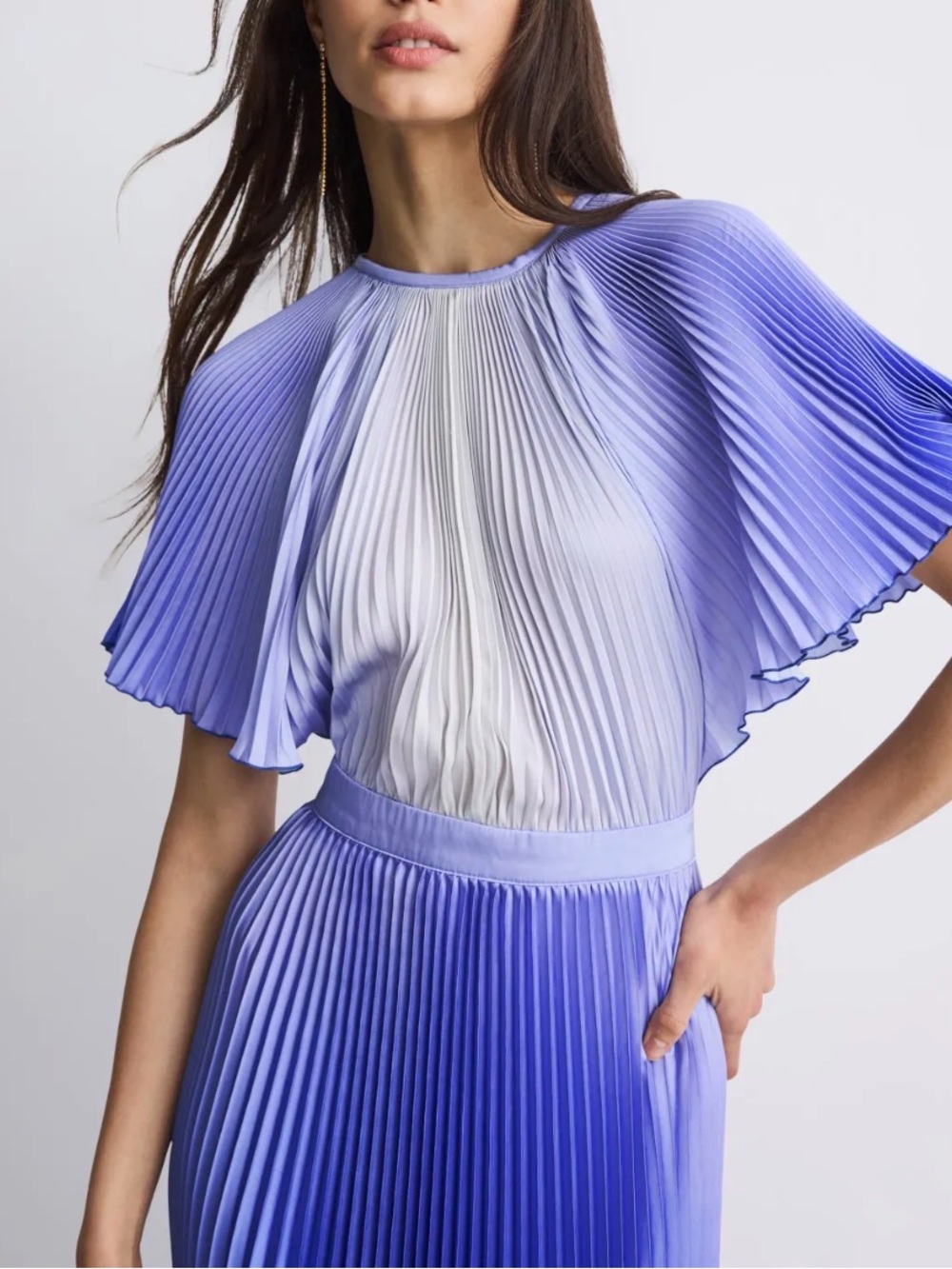 L’IDEE Orchestra Gown Pleated Ombre Maxi Dress in Lavender